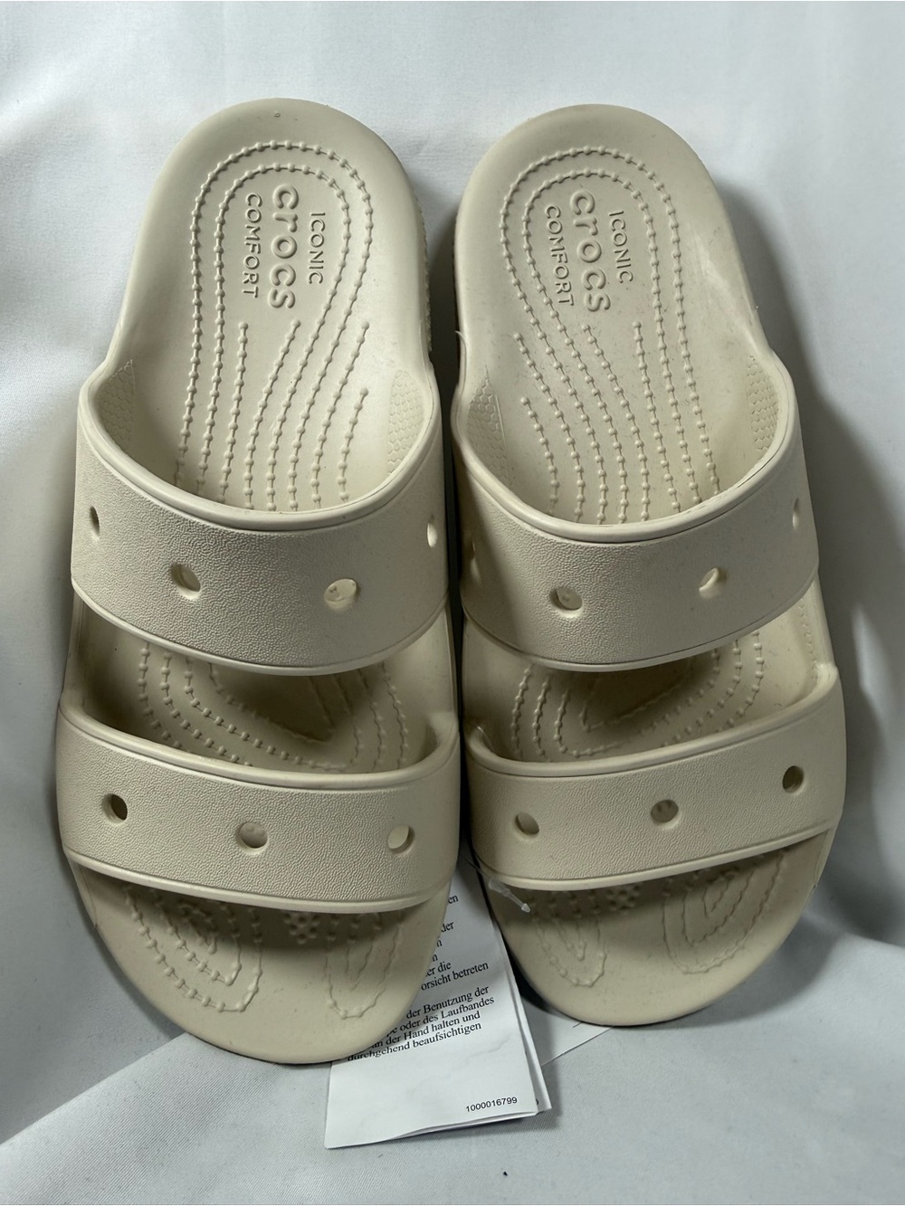 CROCS Dual-Strap Slide Sandals in Cream